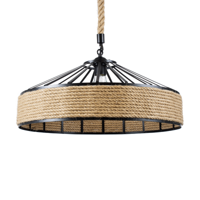 GLOBOSTAR® POLI 01147 Vintage Κρεμαστό Φωτιστικό Οροφής με Ντουί 1 x E27 AC 220-240V IP20 - Μαύρο & Μπεζ - Μ40 x Π40 x Υ32cm