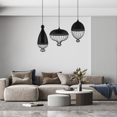 GLOBOSTAR® CARNEL 01106 Vintage Κρεμαστό Φωτιστικό Οροφής με Ντουί 1 x E27 AC 220-240V IP20 - Μαύρο - Μ26 x Π26 x Υ70cm