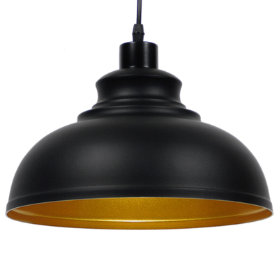 GLOBOSTAR® ANDY 01000 Μοντέρνο Κρεμαστό Φωτιστικό Οροφής με Ντουί 1 x E27 AC 220-240V IP20 - Μαύρο & Χρυσό - Μ35 x Π35 x Υ28cm