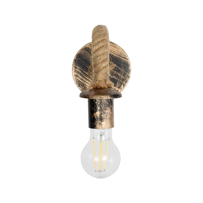 GLOBOSTAR® DAKER 01184 Vintage Φωτιστικό Τοίχου - Απλίκα με Ντουί 1 x E27 AC 220-240V IP20 - Χάλκινο Εφέ Σκουριάς & Μπεζ - Μ21 x Π12 x Υ16cm