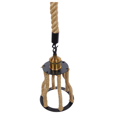 GLOBOSTAR® LANTERN 01186 Vintage Κρεμαστό Φωτιστικό Οροφής με Ντουί 1 x E27 AC 220-240V IP20 - Μπεζ & Μαύρο - Μ15 x Π15 x Υ24cm