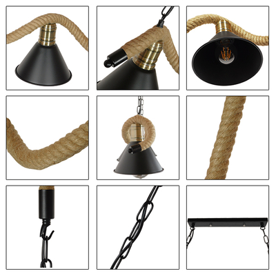 GLOBOSTAR® TYMEN 01190 Vintage Κρεμαστό Φωτιστικό Οροφής με Ντουί 5 x E27 AC 220-240V IP20 - Μαύρο & Μπεζ - Μ150 x Π22 x Υ23cm