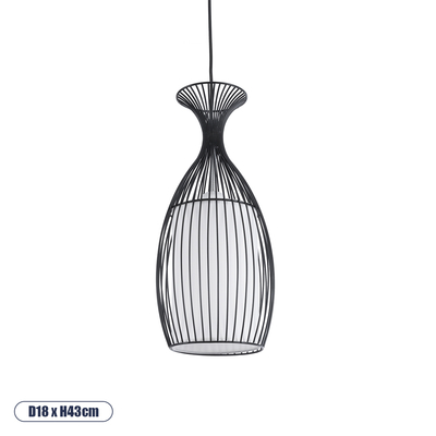 GLOBOSTAR® REA 01196 Μοντέρνο Κρεμαστό Φωτιστικό Οροφής με Ντουί 1 x E27 AC 220-240V IP20 - Μαύρο & Λευκό - Μ18 x Π18 x Υ43cm