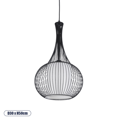 GLOBOSTAR® LILY 01198 Μοντέρνο Κρεμαστό Φωτιστικό Οροφής με Ντουί 1 x E27 AC 220-240V IP20 - Μαύρο & Λευκό - Μ30 x Π30 x Υ50cm