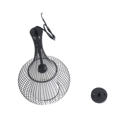 GLOBOSTAR® LILY 01198 Μοντέρνο Κρεμαστό Φωτιστικό Οροφής με Ντουί 1 x E27 AC 220-240V IP20 - Μαύρο & Λευκό - Μ30 x Π30 x Υ50cm