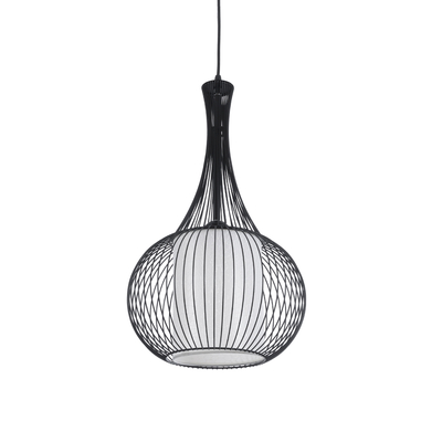 GLOBOSTAR® LILY 01198 Μοντέρνο Κρεμαστό Φωτιστικό Οροφής με Ντουί 1 x E27 AC 220-240V IP20 - Μαύρο & Λευκό - Μ30 x Π30 x Υ50cm