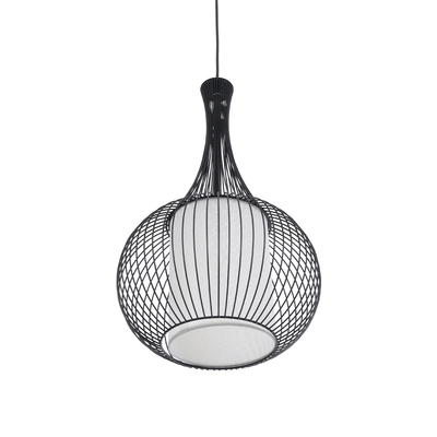 GLOBOSTAR® LILY 01198 Μοντέρνο Κρεμαστό Φωτιστικό Οροφής με Ντουί 1 x E27 AC 220-240V IP20 - Μαύρο & Λευκό - Μ30 x Π30 x Υ50cm