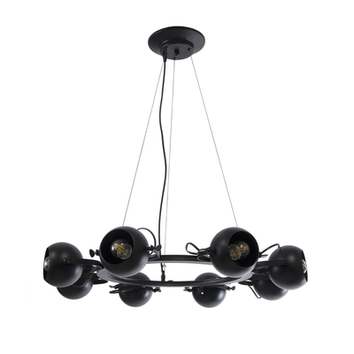 GLOBOSTAR® LINNYA 01219 Μοντέρνο Κρεμαστό Φωτιστικό Οροφής με Ντουί 8 x E27 AC 220-240V IP20 - Μαύρο - Μ78 x Π78 x Υ10cm