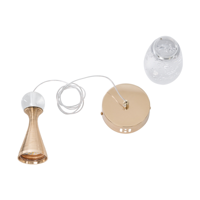 GLOBOSTAR® JADORE 01232 Μοντέρνο Κρεμαστό Φωτιστικό Οροφής LED 5W 400lm 120° AC 220-240V IP20 Θερμό Λευκό 3000K - Lumileds SMD Chip - Χρυσό & Διάφανο - Μ8 x Π8 x Υ26cm - 2 Χρόνια Εγγύηση