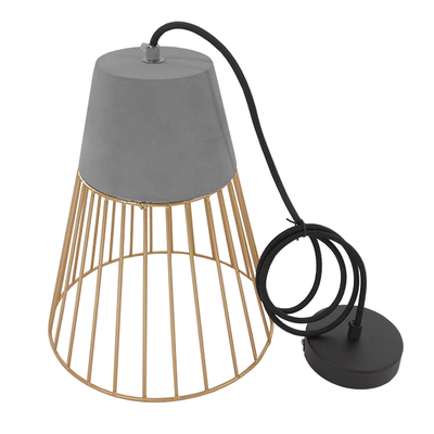 GLOBOSTAR® DURANT 01323 Μοντέρνο Κρεμαστό Φωτιστικό Οροφής με Ντουί 1 x E27 AC 220-240V IP20 - Γκρι & Χρυσό - Μ25 x Π25 x Υ31cm