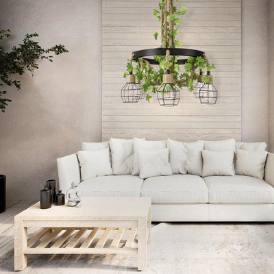 GLOBOSTAR® HELLET 01193 Vintage Κρεμαστό Φωτιστικό Οροφής με Ντουί 6 x E27 AC 220-240V IP20 - Μαύρο & Πράσινο - Μ72 x Π72 x Υ80cm