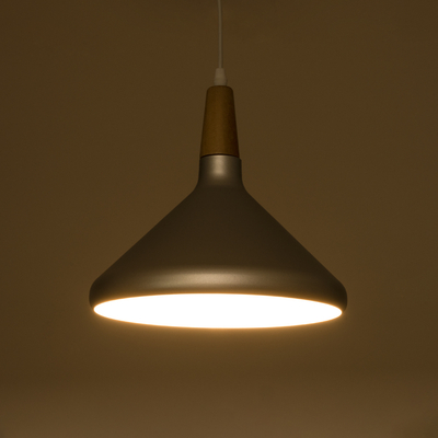 GLOBOSTAR® FELICITA 01277 Μοντέρνο Κρεμαστό Φωτιστικό Οροφής με Ντουί 1 x E27 AC 220-240V IP20 - Ασημί & Μπεζ - Μ30 x Π30 x Υ25cm