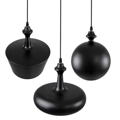 GLOBOSTAR® ROCKFORD 01287 Μοντέρνο Κρεμαστό Φωτιστικό Οροφής με Ντουί 3 x E27 AC 220-240V IP20 - Μαύρο & Χρυσό - Μ86 x Π86 x Υ30cm