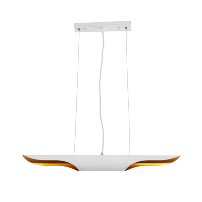 GLOBOSTAR® ESTERINA 01305 Μοντέρνο Κρεμαστό Φωτιστικό Οροφής με Ντουί 2 x E27 AC 220-240V IP20 - Λευκό & Χρυσό - Μ60 x Π6 x Υ6cm