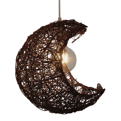 GLOBOSTAR® CRESCENT 01330 Vintage Κρεμαστό Φωτιστικό Οροφής με Ντουί 1 x E27 AC 220-240V IP20 - Καφέ - Μ30 x Π20 x Υ35cm