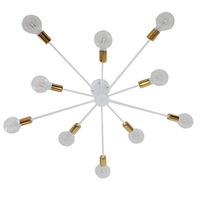 GLOBOSTAR® OLINDA 01383 Μοντέρνο Φωτιστικό Οροφής με Ντουί 10 x E27 AC 220-240V IP20 - Λευκό & Χρυσό - Μ95 x Π95 x Υ17cm