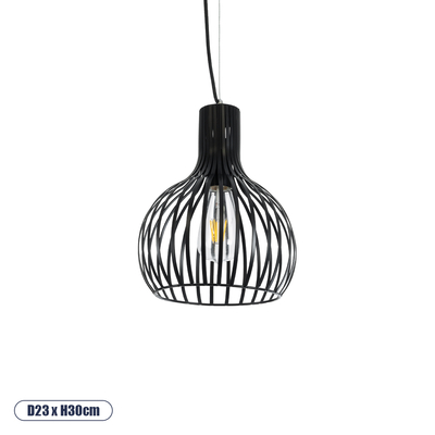 GLOBOSTAR® SCANDI 01386 Vintage Κρεμαστό Φωτιστικό Οροφής με Ντουί 1 x E27 AC 220-240V IP20 - Μαύρο - Μ23 x Π23 x Υ30cm