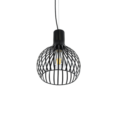 GLOBOSTAR® SCANDI 01386 Vintage Κρεμαστό Φωτιστικό Οροφής με Ντουί 1 x E27 AC 220-240V IP20 - Μαύρο - Μ23 x Π23 x Υ30cm