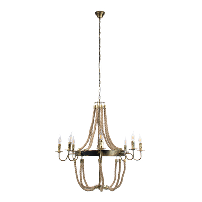 GLOBOSTAR® VICTORIAN 01405 Vintage Κρεμαστό Φωτιστικό Οροφής με Ντουί 8 x E14 AC 220-240V IP20 - Μπρούτζινο Εφέ Σκουριάς & Μπεζ - Μ87 x Π87 x Υ80cm