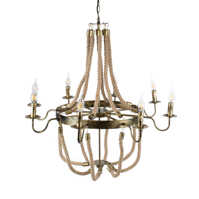 GLOBOSTAR® VICTORIAN 01405 Vintage Κρεμαστό Φωτιστικό Οροφής με Ντουί 8 x E14 AC 220-240V IP20 - Μπρούτζινο Εφέ Σκουριάς & Μπεζ - Μ87 x Π87 x Υ80cm