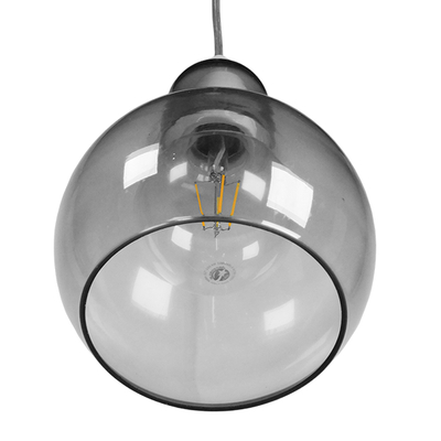 GLOBOSTAR® BOSSANOVA 01313 Μοντέρνο Κρεμαστό Φωτιστικό Οροφής με Ντουί 1 x E27 AC 220-240V IP20 - Γκρι - Μ18 x Π18 x Υ23cm