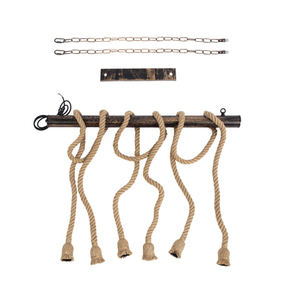 GLOBOSTAR® RAILROAD 01379 Vintage Κρεμαστό Φωτιστικό Οροφής με Ντουί 6 x E27 AC 220-240V IP20 - Μπεζ & Χάλκινο - Μ80 x Π4 x Y55cm