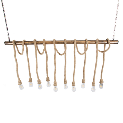 GLOBOSTAR® RAILROAD 01380 Vintage Κρεμαστό Φωτιστικό Οροφής με Ντουί 10 x E27 AC 220-240V IP20 - Μπεζ & Χάλκινο - Μ150 x Π4 x Y62.5cm