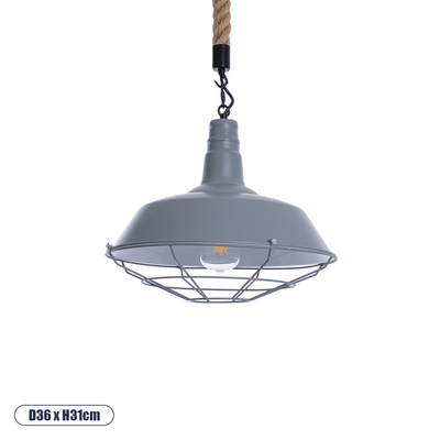 GLOBOSTAR® CRANE 01411 Vintage Κρεμαστό Φωτιστικό Οροφής με Ντουί 1 x E27 AC 220-240V IP20 - Γκρι & Μπεζ - Μ36 x Π36 x Y31cm
