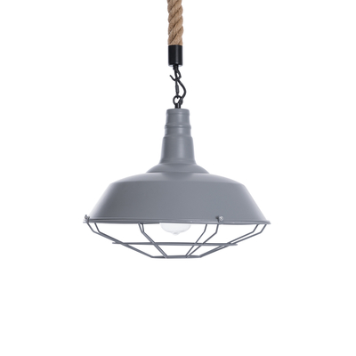 GLOBOSTAR® CRANE 01411 Vintage Κρεμαστό Φωτιστικό Οροφής με Ντουί 1 x E27 AC 220-240V IP20 - Γκρι & Μπεζ - Μ36 x Π36 x Y31cm