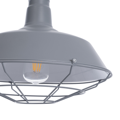 GLOBOSTAR® CRANE 01411 Vintage Κρεμαστό Φωτιστικό Οροφής με Ντουί 1 x E27 AC 220-240V IP20 - Γκρι & Μπεζ - Μ36 x Π36 x Y31cm