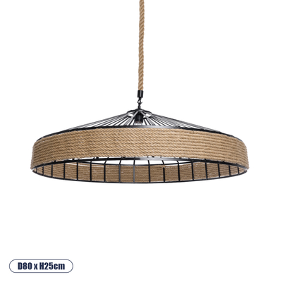 GLOBOSTAR® SAHARA 01416 Boho Κρεμαστό Φωτιστικό Οροφής με Ντουί 1 x E27 AC 220-240V IP20 - Μπεζ & Μαύρο - Μ80 x Π80 x Y25cm