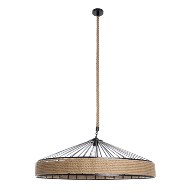 GLOBOSTAR® SAHARA 01416 Boho Κρεμαστό Φωτιστικό Οροφής με Ντουί 1 x E27 AC 220-240V IP20 - Μπεζ & Μαύρο - Μ80 x Π80 x Y25cm