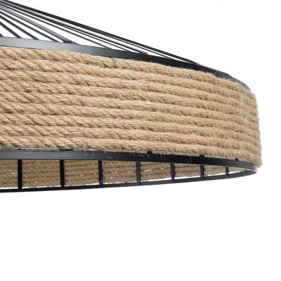 GLOBOSTAR® SAHARA 01416 Boho Κρεμαστό Φωτιστικό Οροφής με Ντουί 1 x E27 AC 220-240V IP20 - Μπεζ & Μαύρο - Μ80 x Π80 x Y25cm