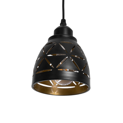 GLOBOSTAR® COOLIE 01475 Μοντέρνο Κρεμαστό Φωτιστικό Οροφής με Ντουί 1 x E27 AC 220-240V IP20 - Μαύρο & Χρυσό - Μ13 x Π13 x Υ14cm