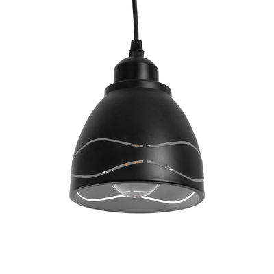 GLOBOSTAR® COOLIE 01477 Μοντέρνο Κρεμαστό Φωτιστικό Οροφής με Ντουί 1 x E27 AC 220-240V IP20 - Μαύρο & Ασημί - Μ12.5 x Π12.5 x Υ11.5cm