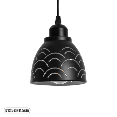 GLOBOSTAR® COOLIE 01482 Μοντέρνο Κρεμαστό Φωτιστικό Οροφής με Ντουί 1 x E27 AC 220-240V IP20 - Μαύρο & Ασημί - Μ12.5 x Π12.5 x Υ11.5cm