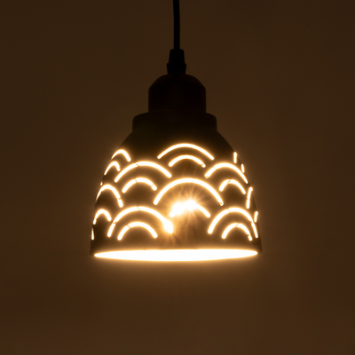 GLOBOSTAR® COOLIE 01482 Μοντέρνο Κρεμαστό Φωτιστικό Οροφής με Ντουί 1 x E27 AC 220-240V IP20 - Μαύρο & Ασημί - Μ12.5 x Π12.5 x Υ11.5cm