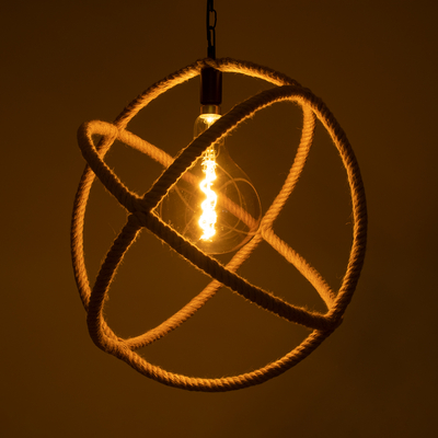 GLOBOSTAR® BELLE 01597 Vintage Κρεμαστό Φωτιστικό Οροφής με Ντουί 1 x E27 AC 220-240V IP20 - Μπεζ - Μ56 x Π56 x Y58cm