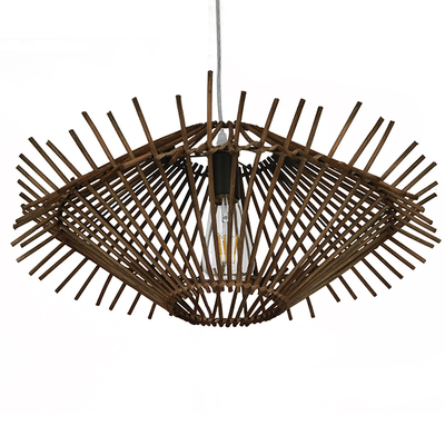 GLOBOSTAR® SASSO 01602 Boho Κρεμαστό Φωτιστικό Οροφής με Ντουί 1 x E27 AC 220-240V IP20 - Καφέ - Μ50 x Π50 x Y23cm