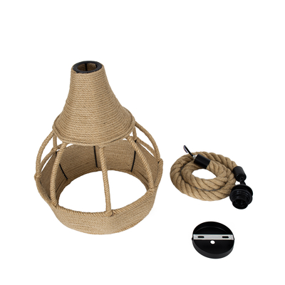 GLOBOSTAR® KUBRIC 01605 Boho Κρεμαστό Φωτιστικό Οροφής με Ντουί 1 x E27 AC 220-240V IP20 - Μπεζ - Μ30 x Π30 x Y40cm