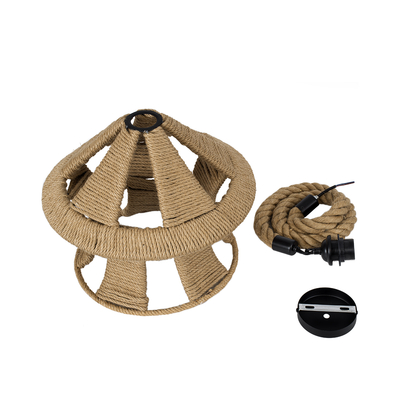 GLOBOSTAR® SOLITARIO 01606 Boho Κρεμαστό Φωτιστικό Οροφής με Ντουί 1 x E27 AC 220-240V IP20 - Μπεζ - Μ36 x Π36 x Y30cm