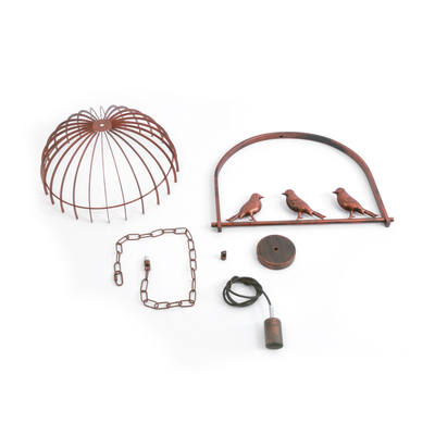 GLOBOSTAR® NEST 01642 Vintage Κρεμαστό Φωτιστικό Οροφής με Ντουί 1 x E27 AC 220-240V IP20 - Χάλκινο & Πράσινο - Μ48 x Π38 x Y40cm