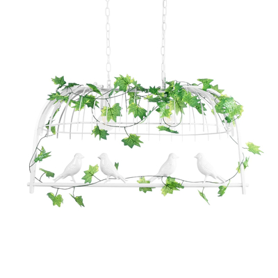 GLOBOSTAR® NEST 01644 Vintage Κρεμαστό Φωτιστικό Οροφής με Ντουί 2 x E27 AC 220-240V IP20 - Λευκό & Πράσινο - Μ73.6 x Π37.5 x Y38cm