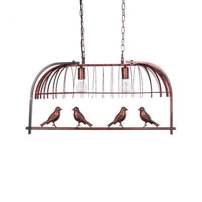 GLOBOSTAR® NEST 01645 Vintage Κρεμαστό Φωτιστικό Οροφής με Ντουί 2 x E27 AC 220-240V IP20 - Χάλκινο & Πράσινο - Μ76 x Π36 x Y37cm