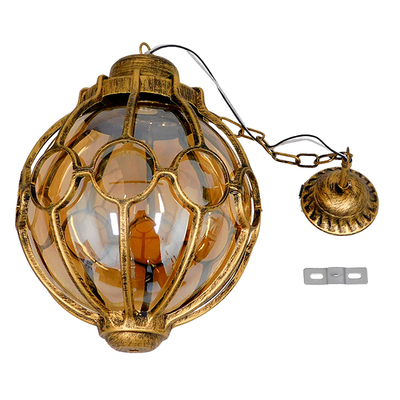 GLOBOSTAR® ETOILE 00987 Vintage Κρεμαστό Φωτιστικό Οροφής με Ντουί 1 x E27 AC 220-240V IP20 - Μπρούτζινο Εφέ Σκουριάς & Μελί - Μ28 x Π28 x Y38cm