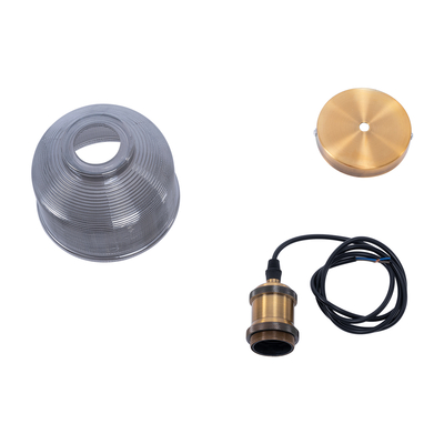 GLOBOSTAR® SEGRETO 01449 Vintage Κρεμαστό Φωτιστικό Οροφής με Ντουί 1 x E27 AC 220-240V IP20 - Γκρι & Χρυσό - Μ14 x Π14 x Υ18cm