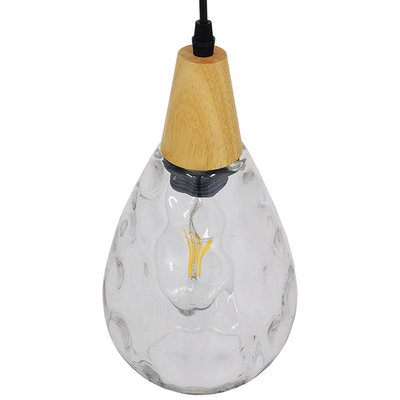 GLOBOSTAR® NOAH 01491 Μοντέρνο Κρεμαστό Φωτιστικό Οροφής με Ντουί 1 x E27 AC 220-240V IP20 - Διάφανο & Μπεζ - Μ16 x Π16 x Υ30cm