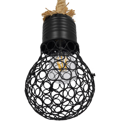 GLOBOSTAR® URBAN 01521 Vintage Κρεμαστό Φωτιστικό Οροφής με Ντουί 1 x E27 AC 220-240V IP20 - Μαύρο & Μπεζ - Μ15 x Π15 x Υ25cm