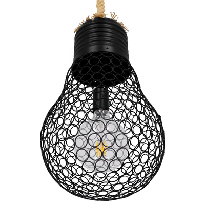 GLOBOSTAR® URBAN 01522 Vintage Κρεμαστό Φωτιστικό Οροφής με Ντουί 1 x E27 AC 220-240V IP20 - Μαύρο & Μπεζ - Μ28 x Π28 x Υ40cm