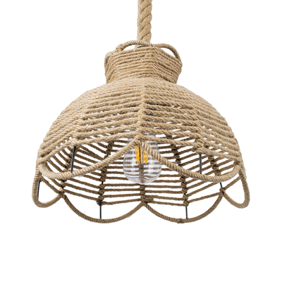 GLOBOSTAR® VENIER 01610 Boho Κρεμαστό Φωτιστικό Οροφής με Ντουί 1 x E27 AC 220-240V IP20 - Μπεζ - Μ35 x Π35 x Y26cm